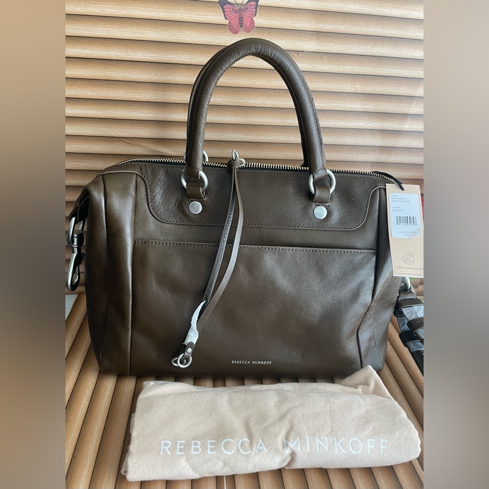 Rebecca Minkoff Dark Brown Leather Satchel with Silver Hardware